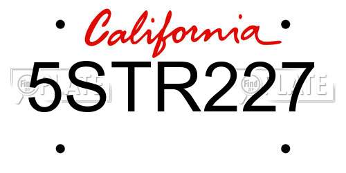 5STR227 California License Plate