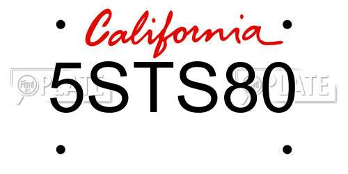 5STS80 California License Plate