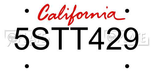 5STT429 California License Plate