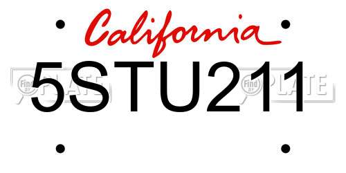 5STU211 California License Plate