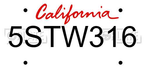 5STW316 California License Plate