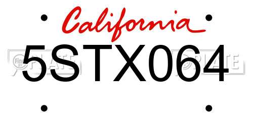 5STX064 California License Plate