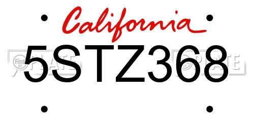 5STZ368 California License Plate