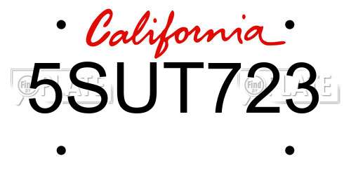 5SUT723 California License Plate
