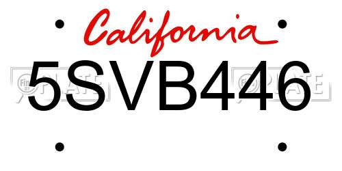 5SVB446 California License Plate