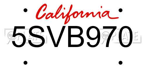 5SVB970 California License Plate