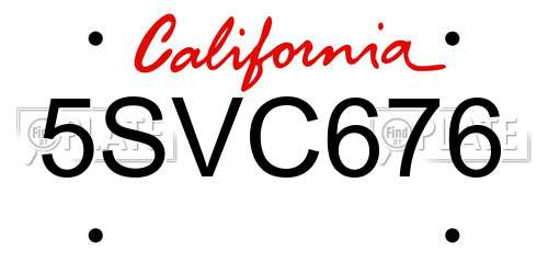 5SVC676 California License Plate