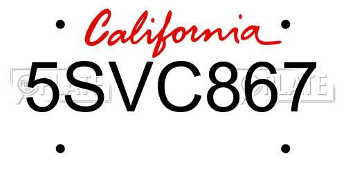 5SVC867 California License Plate