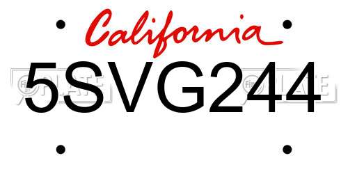 5SVG244 California License Plate