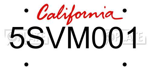 5SVM001 California License Plate