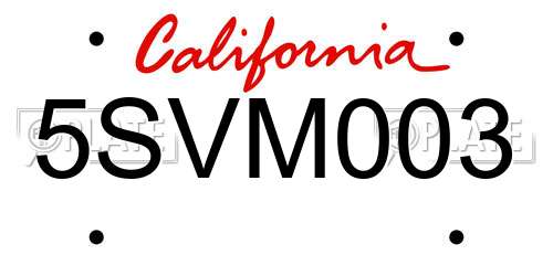 5SVM003 California License Plate