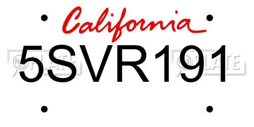 5SVR191 California License Plate