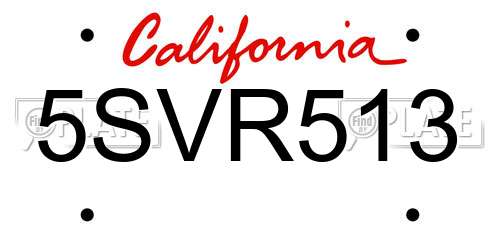 5SVR513 California License Plate