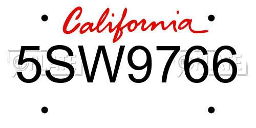 5SW9766 California License Plate