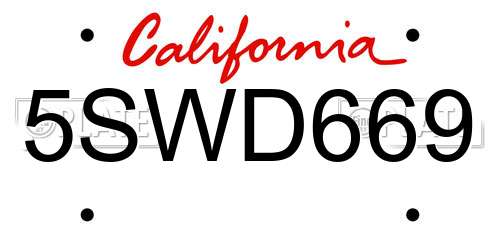 5SWD669 California License Plate