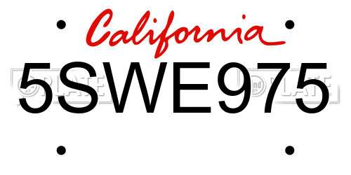 5SWE975 California License Plate