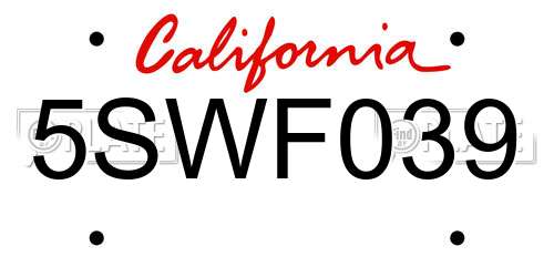 5SWF039 California License Plate