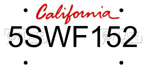 5SWF152 California License Plate