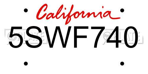 5SWF740 California License Plate