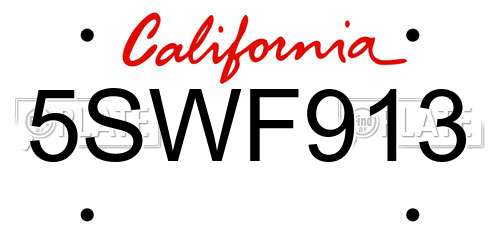 5SWF913 California License Plate