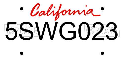 5SWG023 California License Plate