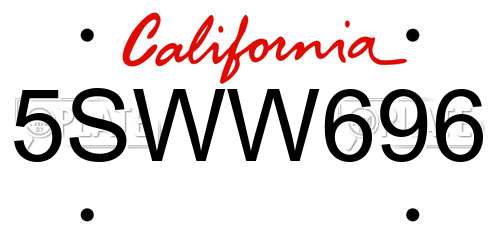 5SWW696 California License Plate
