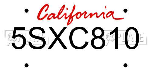 5SXC810 California License Plate