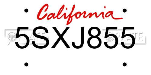 5SXJ855 California License Plate