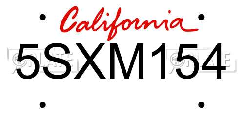 5SXM154 California License Plate