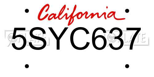5SYC637 California License Plate