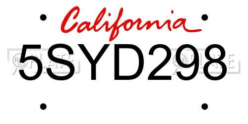 5SYD298 California License Plate