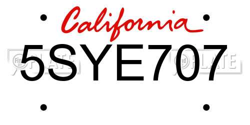 5SYE707 California License Plate