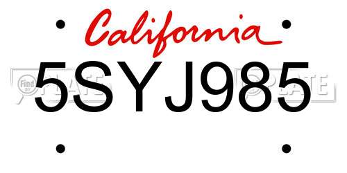 5SYJ985 California License Plate