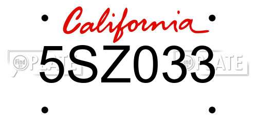 5SZ033 California License Plate