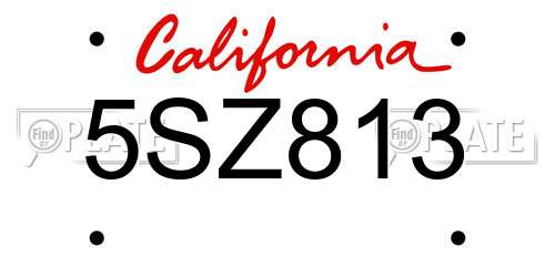 5SZ813 California License Plate