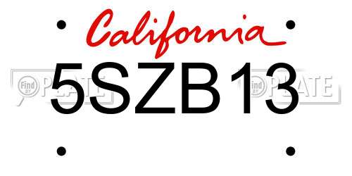 5SZB13 California License Plate