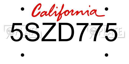 5SZD775 California License Plate