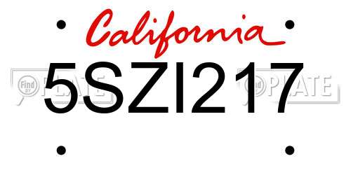 5SZI217 California License Plate