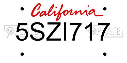 5SZI717 California License Plate