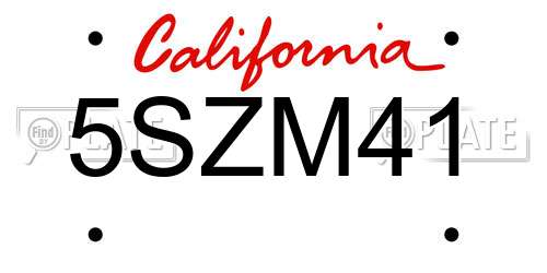 5SZM41 California License Plate