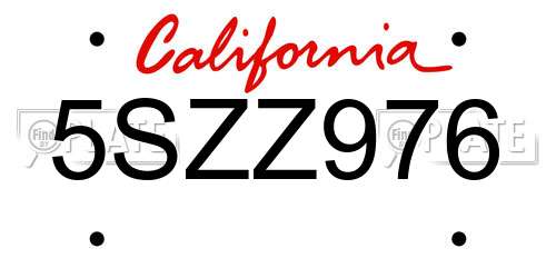 5SZZ976 California License Plate