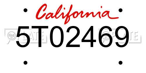 5T02469 California License Plate