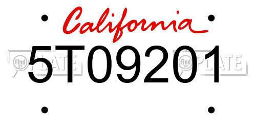 5T09201 California License Plate