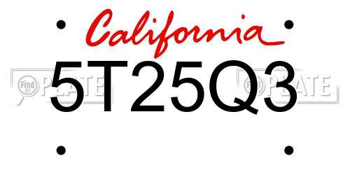 5T25Q3 California License Plate