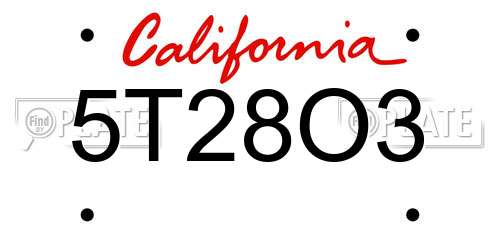 5T28O3 California License Plate