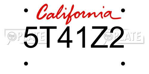 5T41Z2 California License Plate