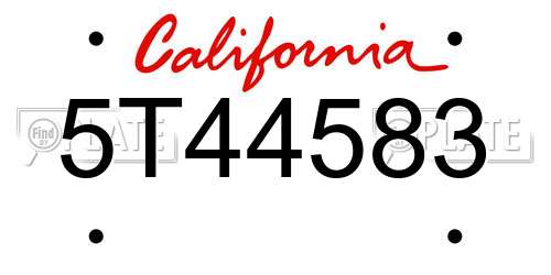 5T44583 California License Plate