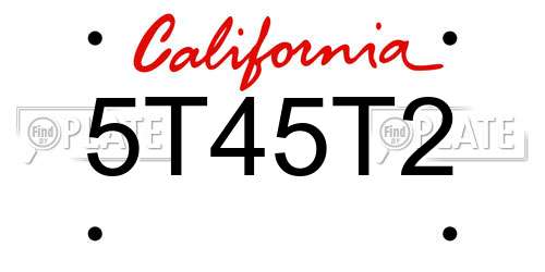 5T45T2 California License Plate