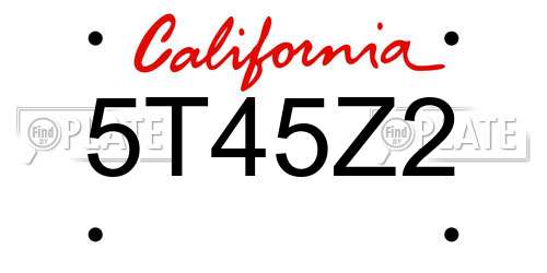 5T45Z2 California License Plate
