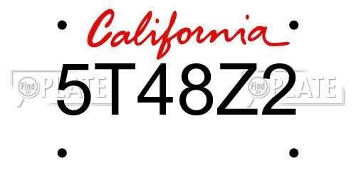 5T48Z2 California License Plate